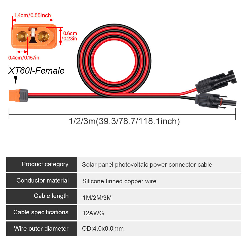 1/2/3M Solar Connector to XT60 - Portable Generator Inverter recension och pris