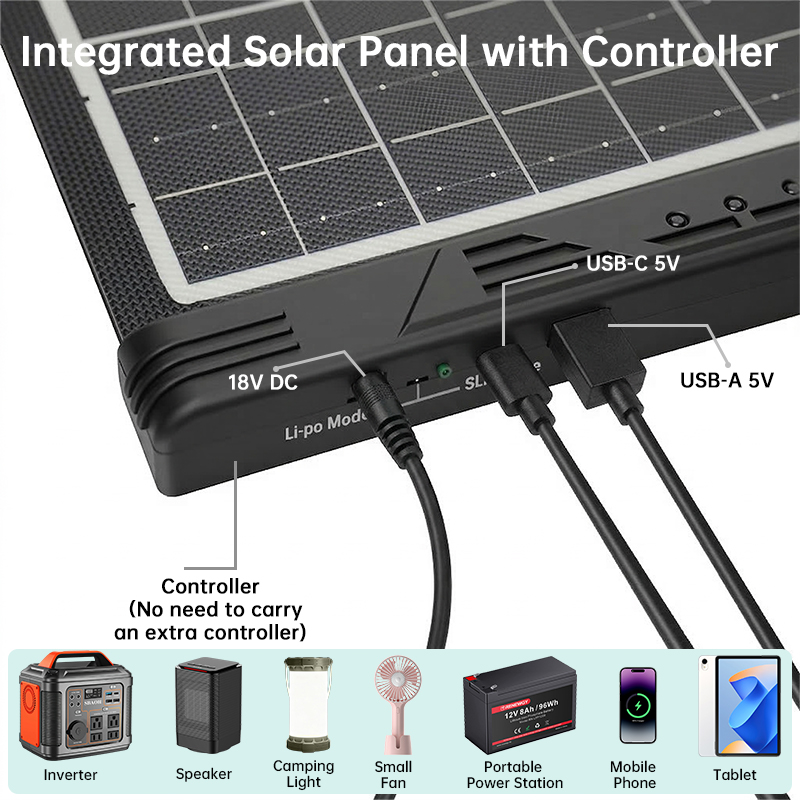 40W 18V Foldable Solar Panel w - Outdoor Power Lead recension och pris