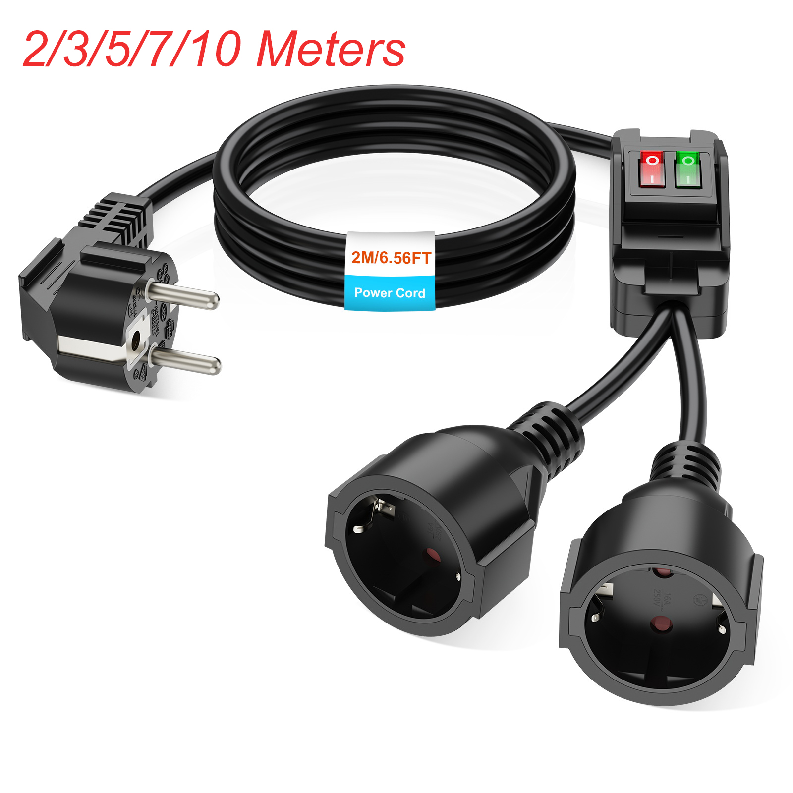 EU Plug Extension Cord with ON - Outdoor Power Lead recension och pris