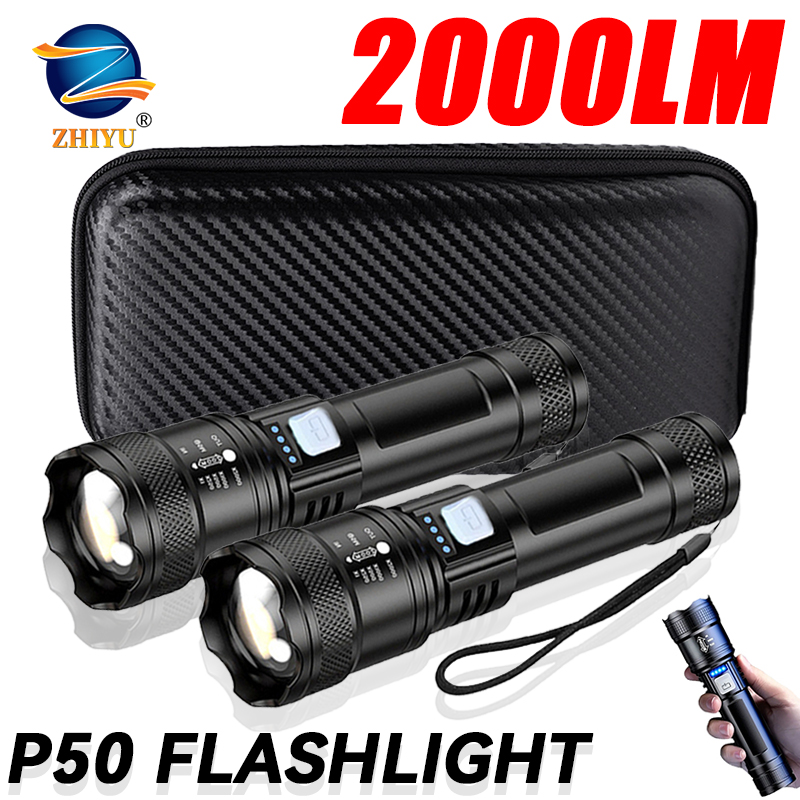 Tactical LED Flashlight 2000LM - Outdoor Power Bank recension och pris