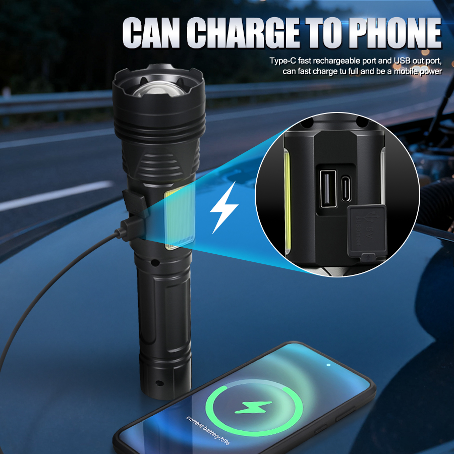 Powerful LED Handheld Flashlig - Outdoor Power Bank recension och pris